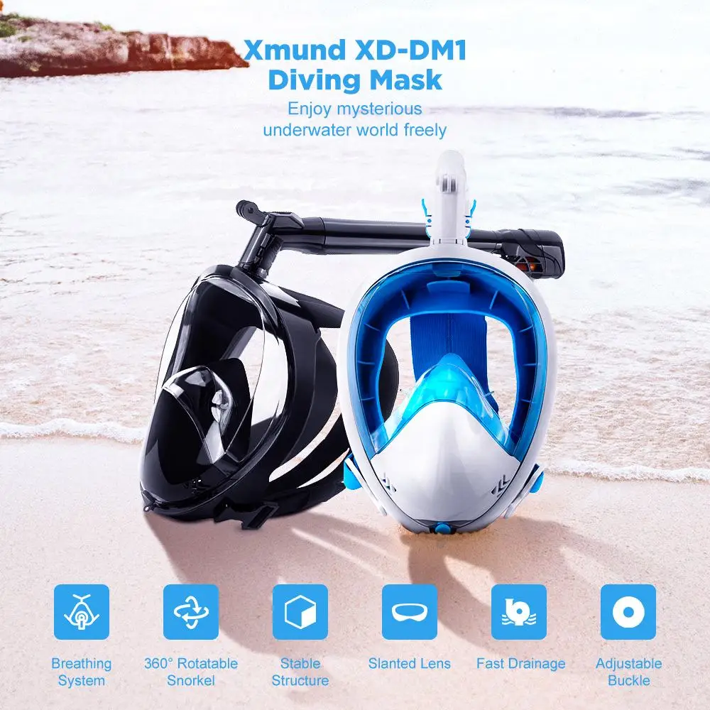 

Маска для дайвинга полностью сухая, противотуманная, поворот на 360 градусов, маска для дайвинга с 1 парой берушей, крепление для спортивной к...