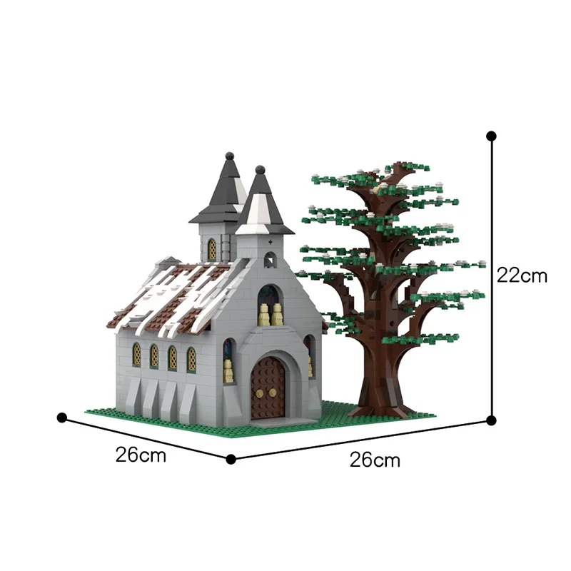 

World Famous Style Architecture bricks Winter Church With Tree building blocks Educational Bricks Toys For Kids Xmas Gift