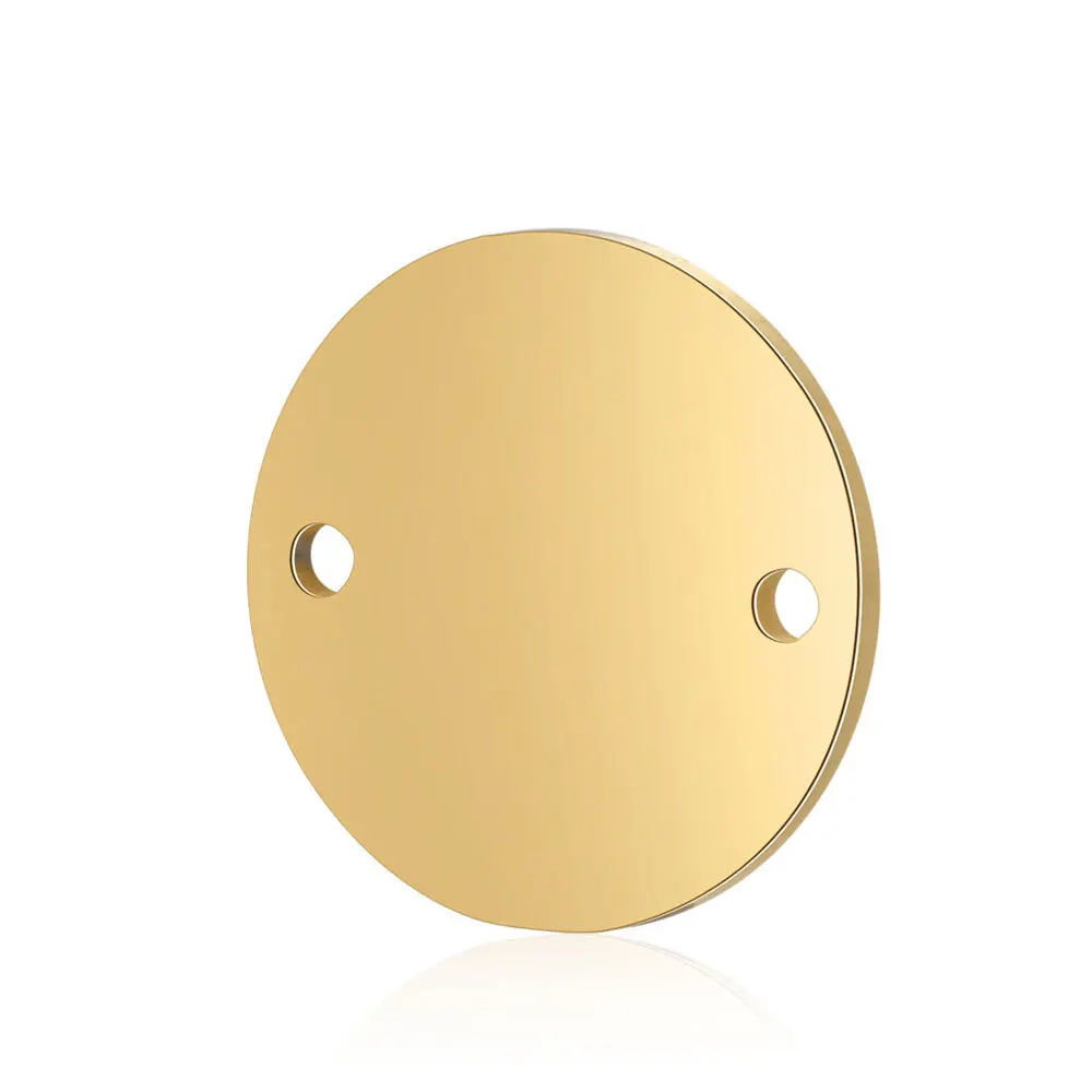 

Polished Stainless Steel Stamping Blanks Tags Charm Disk Two Inner Hole Personalize DIY Discs Connector