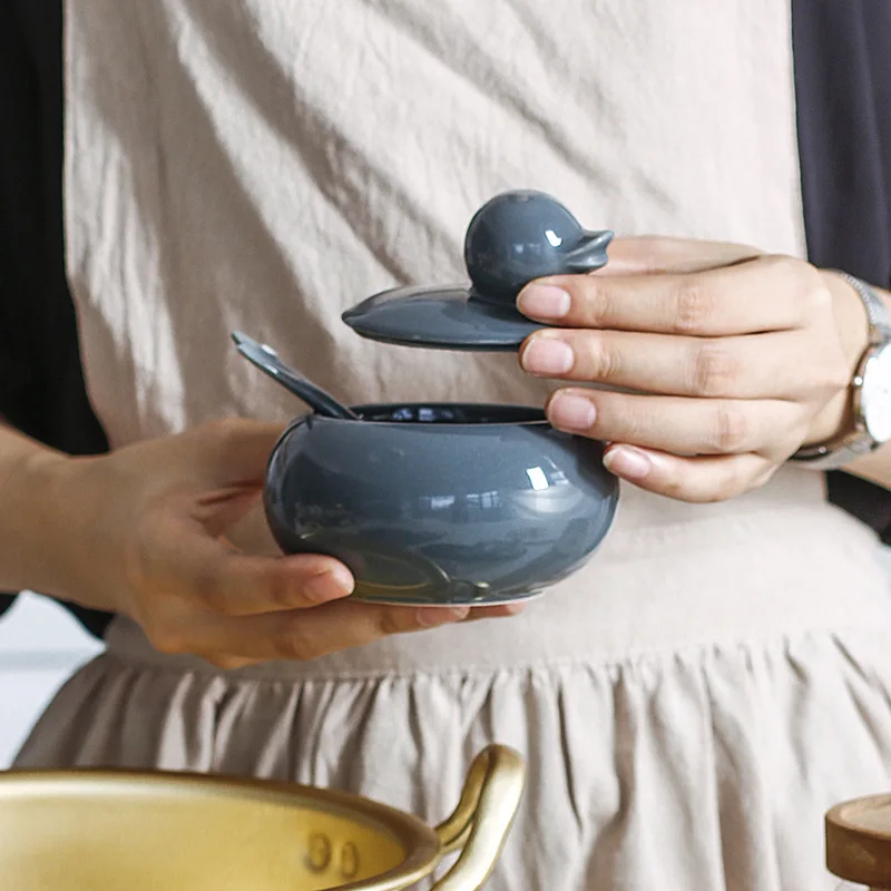 Керамическая банка для приправ с утятами креативная мультяшная кухонная