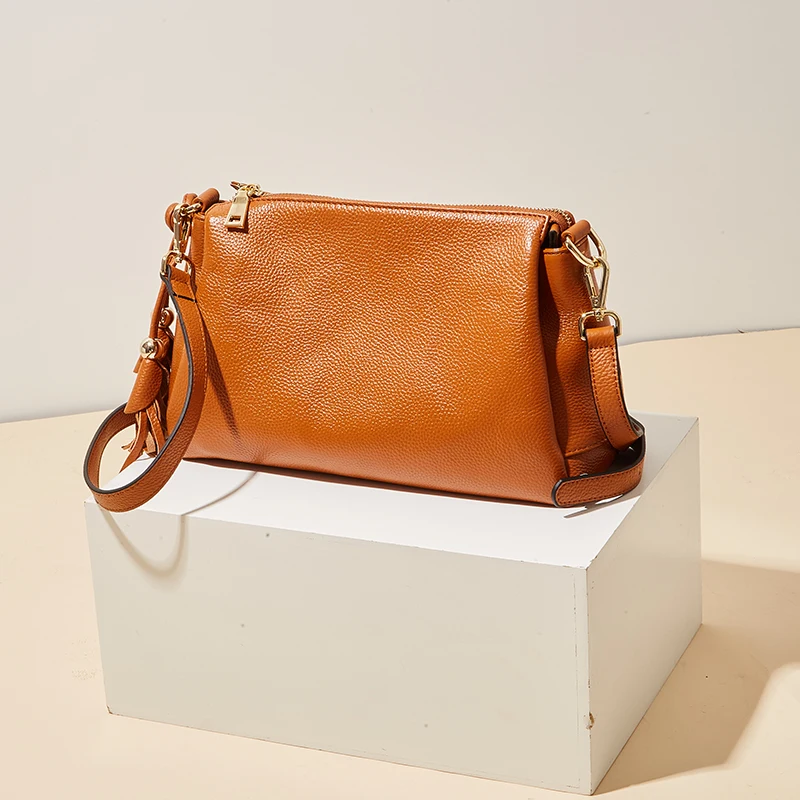 Сумка-мессенджер Qiwang черная через плечо из натуральной кожи | Багаж и сумки