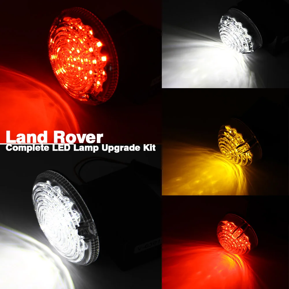 10pcs Clear Lens Multi Front + Rear Fog Lamp Reversing Light Complete LED Defender Upgrade Kit For Land Rover 1990-2016 | Автомобили и