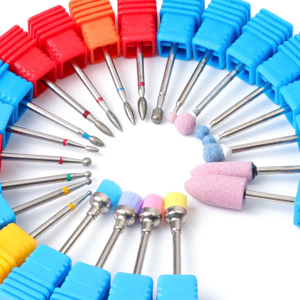 

21 Type Diamond Nail Drill Rotary Bit Eletric Milling Cutter Files 2.35mm Manicure Burr Cuticle Clean Polish Machine Accessory