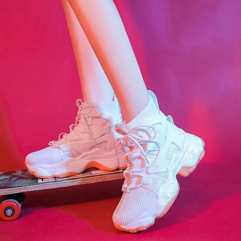 

Новые весенние удобные повседневные туфли на толстой подошве, модная женская обувь на толстой подошве, спортивные туфли с высоким верхом, о...