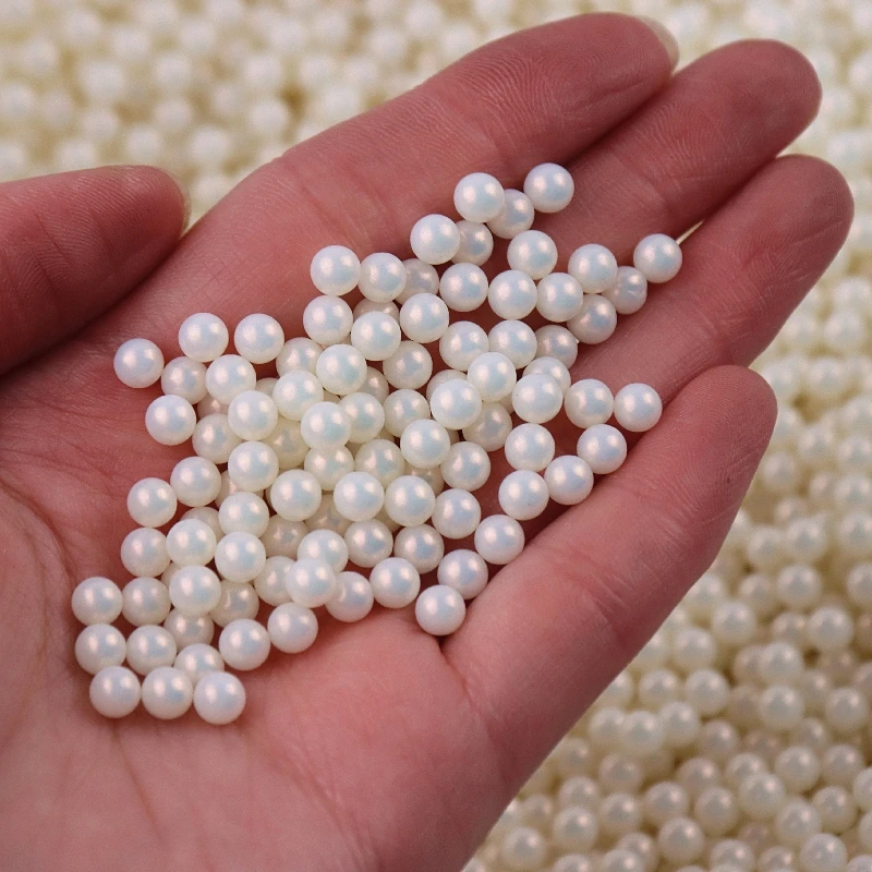 

White Ivory No Hole ABS Imitation Pearl Beads No Hole 3/4/6/8/10MM Acrylic Round Loose Beads For Jewelry Making DIY Accessories