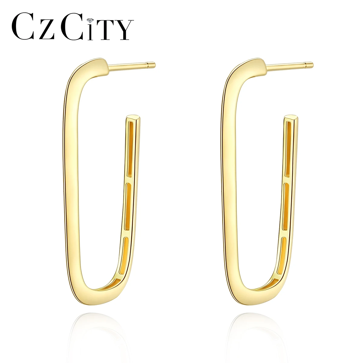 

CZCITY New French Punk HIP HOP 925 Sterling Silver Hoop Earrings for Women Fine Jewelry Ear Bone Buckle Piercing Pendientes Gift