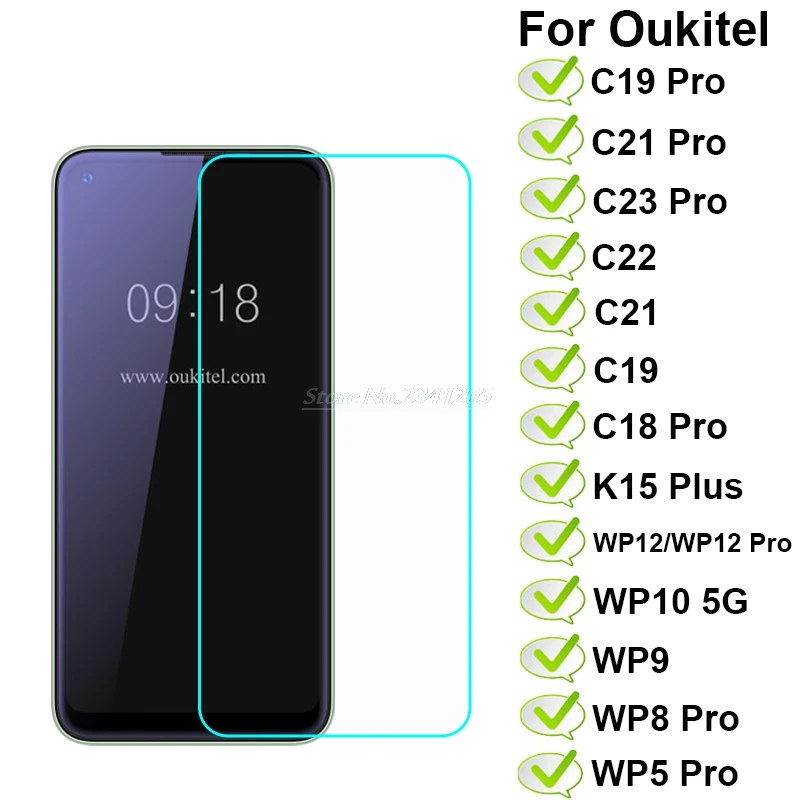 

2-1PC Tempered Glass For Oukitel C23 C22 Pro Screen Protector For Oukitel WP15 WP13 WP12 WP10 WP9 WP8 WP6 WP5 Pro K15 Plus Film