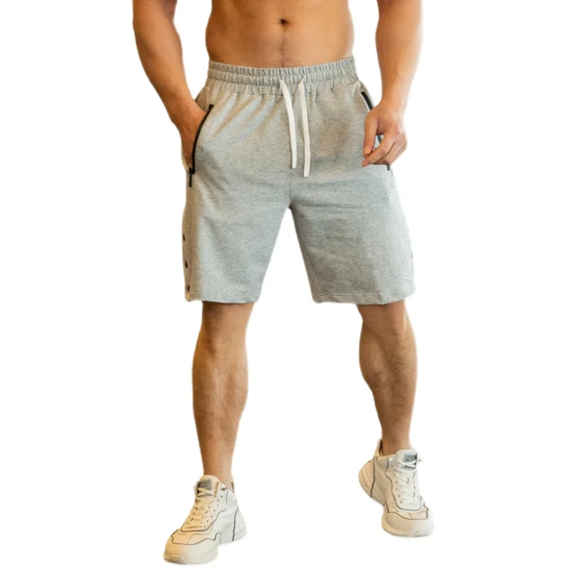 

Running Shorts Men Training 2021 cotton breathable Fitness Gym muscle Sport Shorts zipper Pocket buttons Running Shorts Jogger