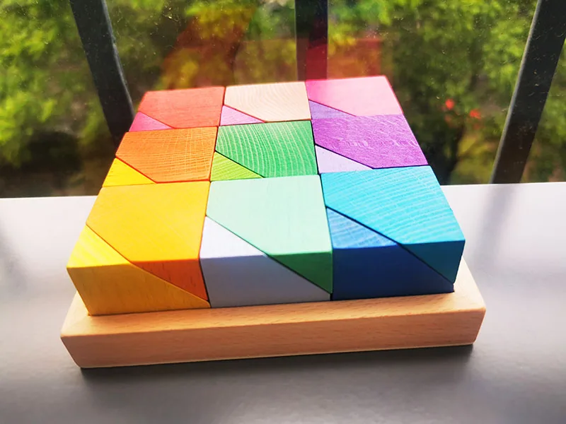 18 шт./компл. цветные деревянные кирпичи из бука/радужные блоки креативный