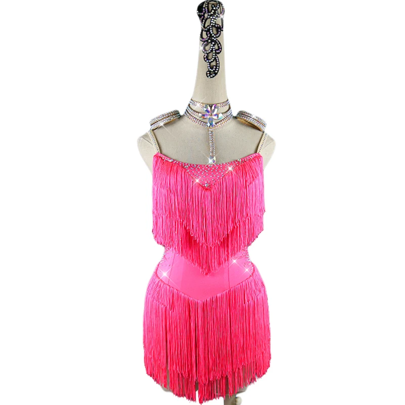 

Платье женское для латиноамериканских танцев, с кисточками, Лето Юбки со стразами