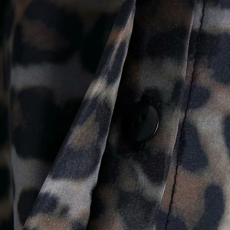 Женская блузка-кимоно из органзы с леопардовым принтом рукавом винтажный буф |