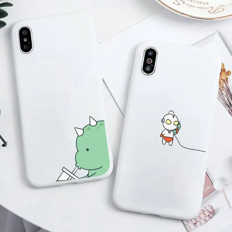 

Cartoon Dinosaur Phone Case Candy Color for iPhone 6 6S 7 8 11 12 XS X SE 2020 XR mini pro Plus MAX funda