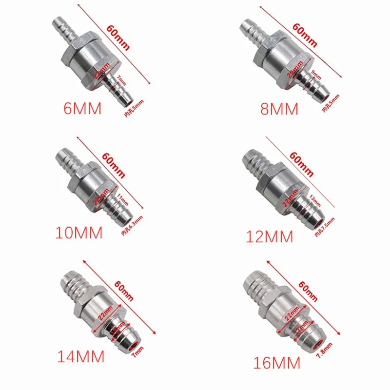 1Pcs Check Valve Aluminum Alloy Fuel One Way For Cars And Ships Suitable Carburetor 6/8/10/12/14/16MM | Обустройство дома