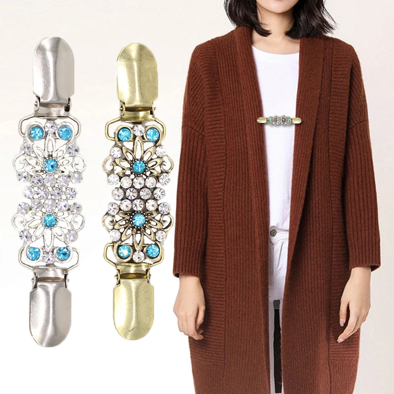 Женская винтажная шаль с кристаллами элегантная на утином пуху застежка для