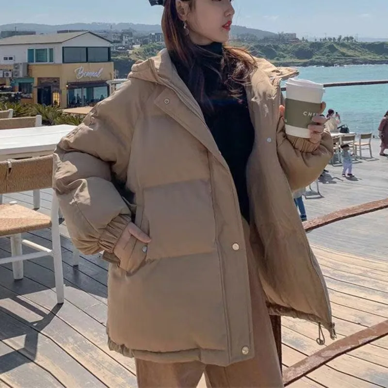 

Women Winter Parkas Jacket 2021 New Cotton Padded Thicken Warm Hooded Coat Jackets Solid Loose Outwear Parka