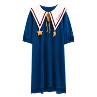 lovely princess nightgown for womens half sleeve nightdress sailor collar casual nightshirt lounge dress comfy sleep shirt m xxl