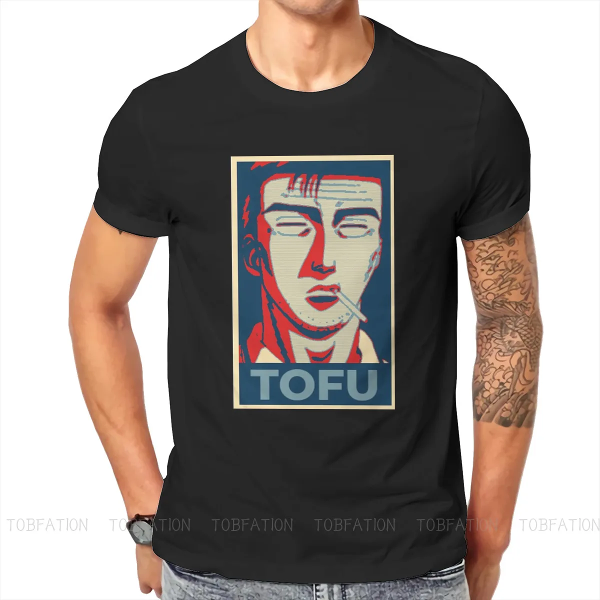 Оригинальная футболка Tofu Bunta с круглым воротником Initial D AE86 Takumi Fujiwara Ituki Anime из