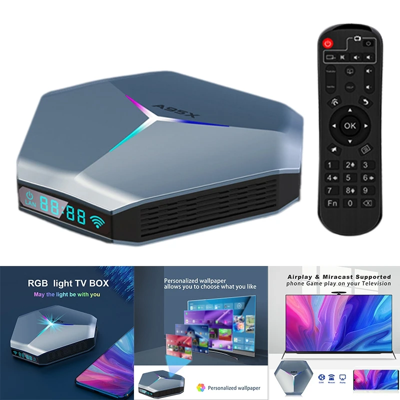 

A95X F4 Android 10.0 TV Box 2GB RAM 16GB Amlogic S905X4 Quad Core A55 Dual WiFi 2.4G/5G Smart TV Box