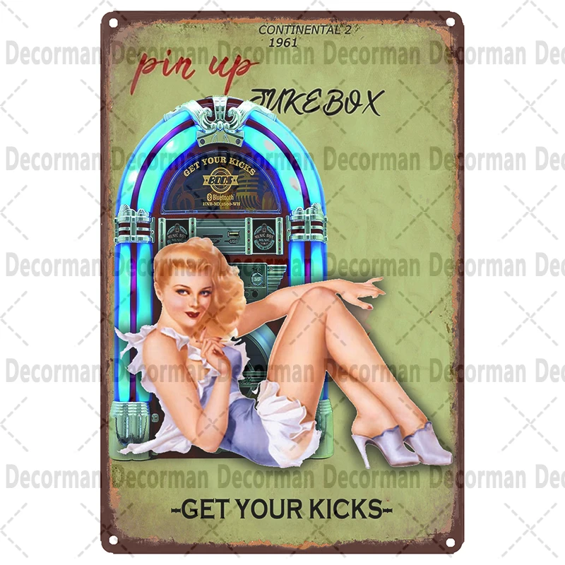 [Mike86] JUKEBOX пин-ап музыкальный металлический знак настенный плакат винтажный