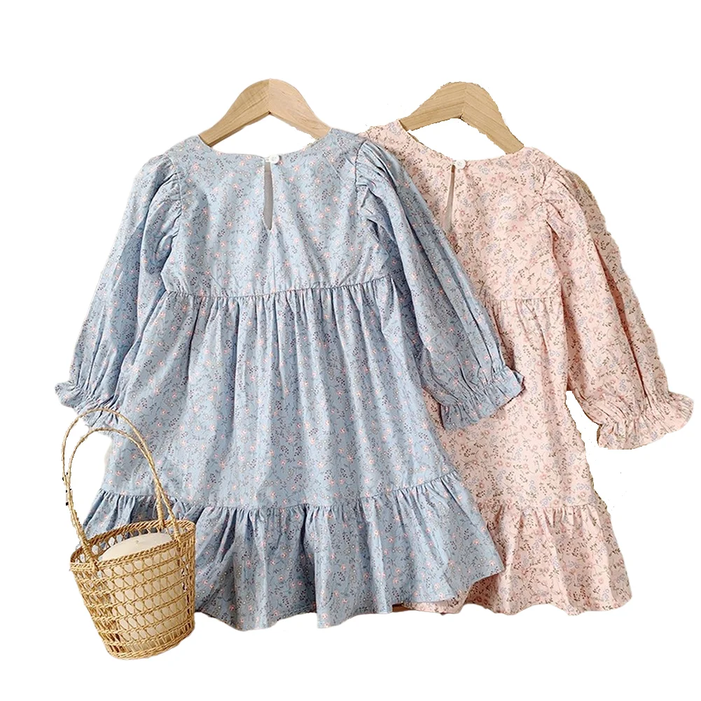 

Girls dress 2021 spring new Korean children's clothing wholesale female baby floral long-sleeved princess dress foreign trade