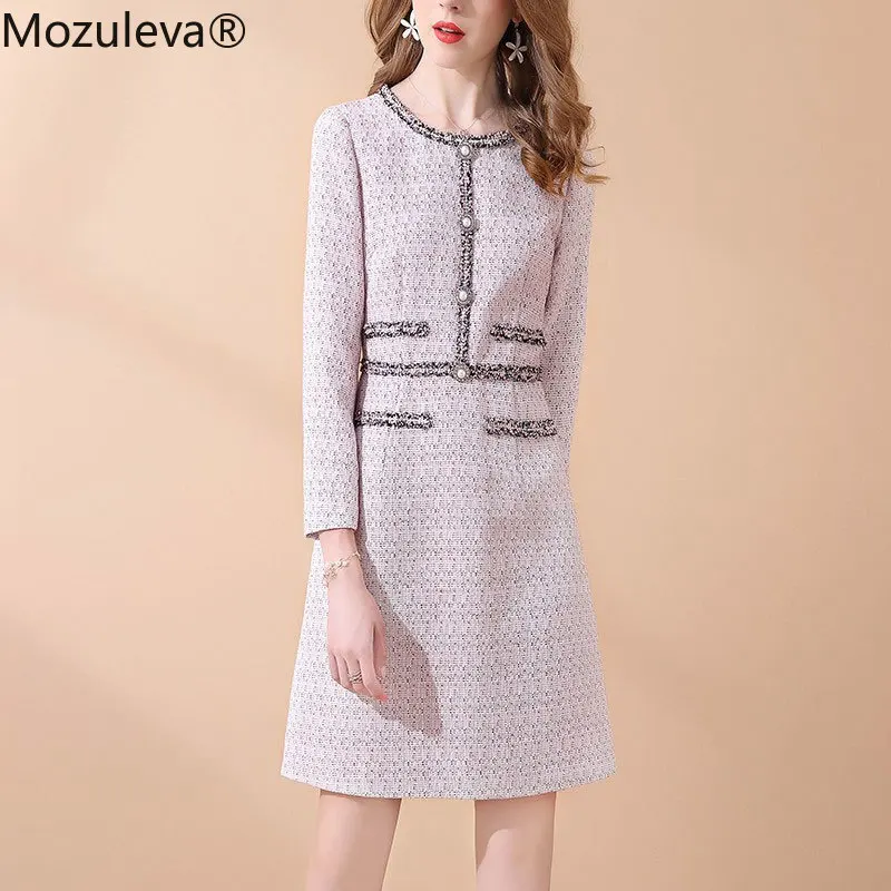 Mozuleva 2019 новое осеннее и зимнее твидовое Платье женское винтажное шерстяное