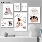 Модный художественный постер, розовая роскошная сумка на высоком каблуке, холст с принтом, настенная живопись, салон красоты, украшение для комнаты, креативное изображение