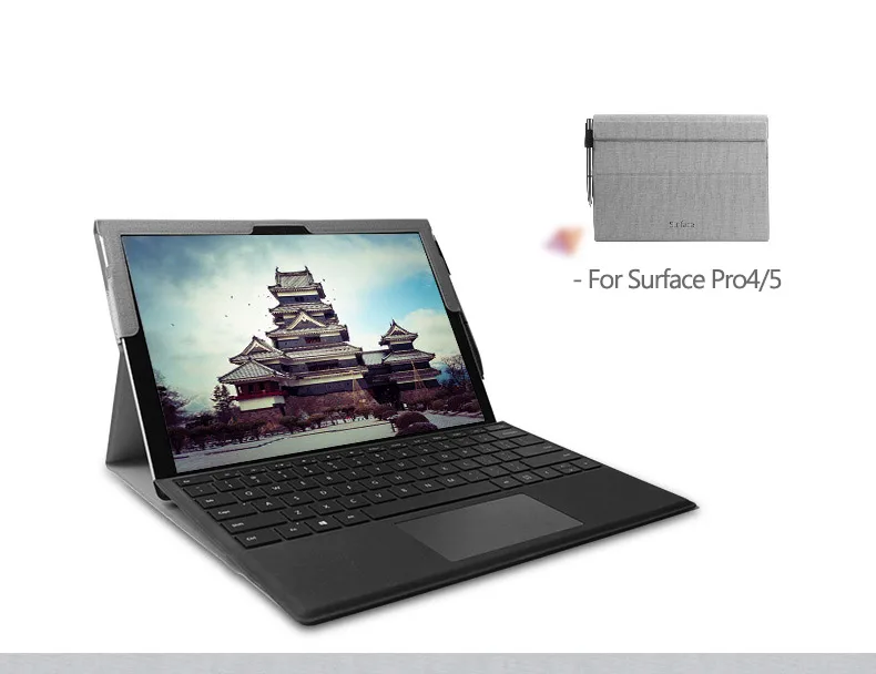Роскошный чехол-книжка из искусственной кожи для microsoft Surface pro 4/Pro5 /PRO 6 с функцией автоматического сна/пробуждения и держателем для ручек