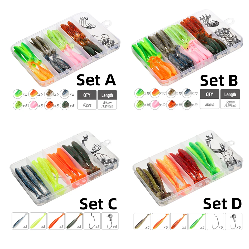 Набор мягких рыболовных приманок DONQL смешанные цвета силиконовые приманки 50 мм 76