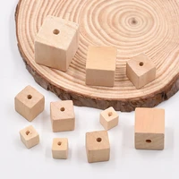 10pcs 2025mm natural blank wooden cube beads unfinished large hole craft wood blocks