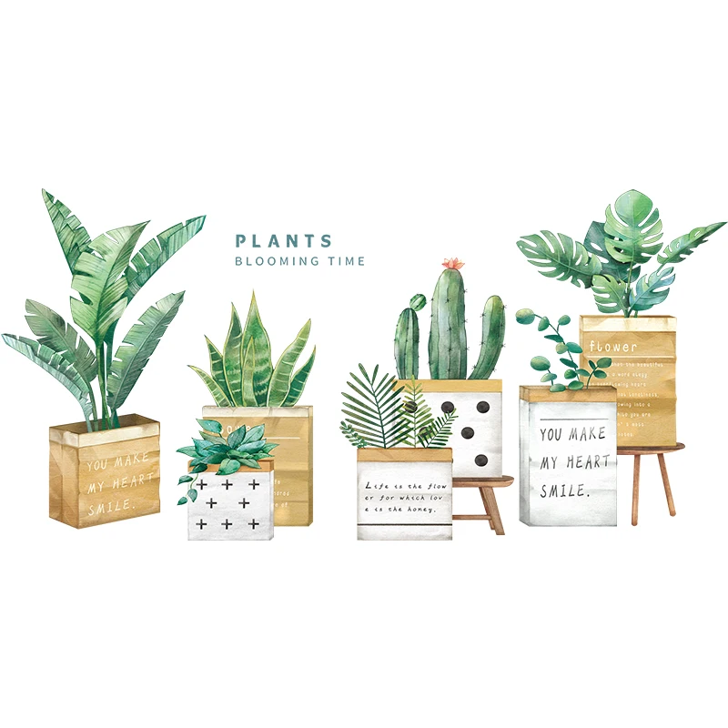 Креативная Настенная Наклейка с зелеными растениями садовые комнатные растения