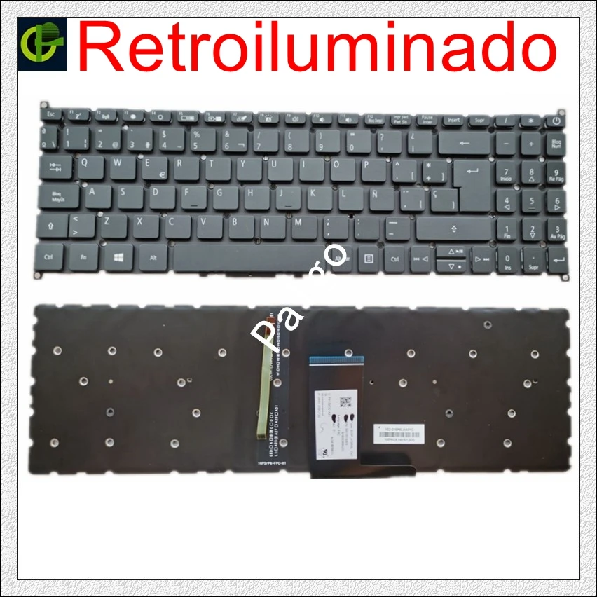 Испанская клавиатура с подсветкой для Acer Aspire A515 A715 A315-54 A315-54G A315-55 A315-55G A515-52 A515-53
