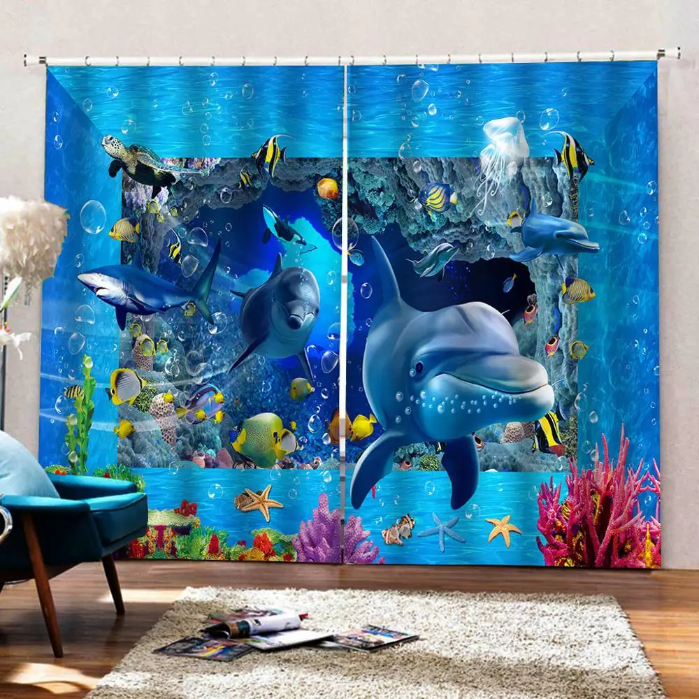 Занавеска с дельфином для спальни гостиной | Дом и сад