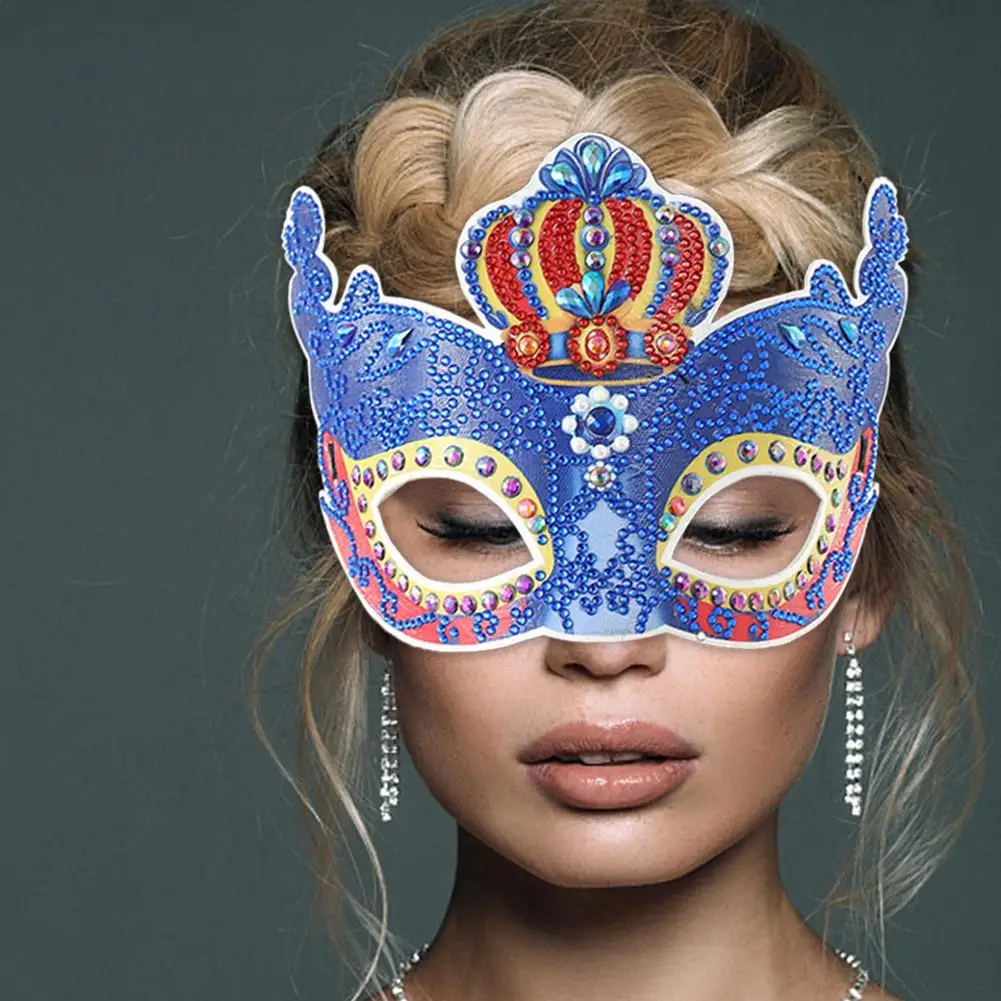 DIY Половина маскарада лицевая Одежда Хэллоуин косплей стразы маска лица Маска