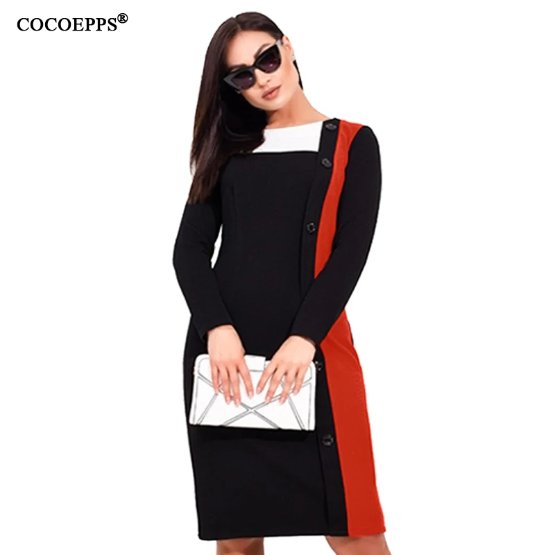 Женское платье COCOEPPS осенне зимнее женское Элегантное повседневное большого
