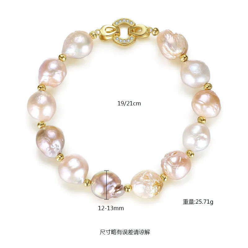 Браслет с жемчугом барокко женский простой браслет из серебра 925 пробы