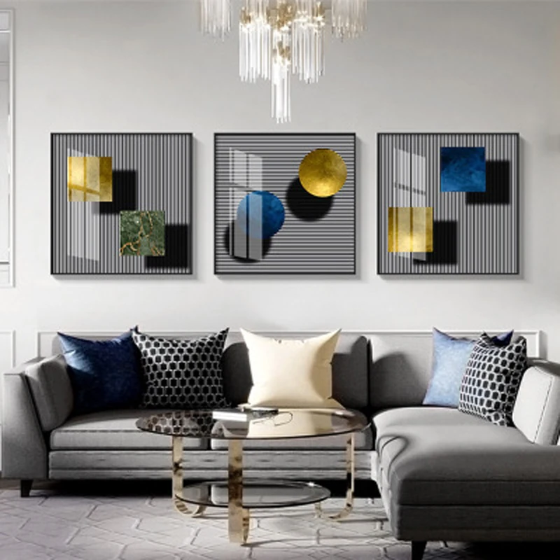 Абстрактная синяя геометрическая форма винтажный печатный плакат