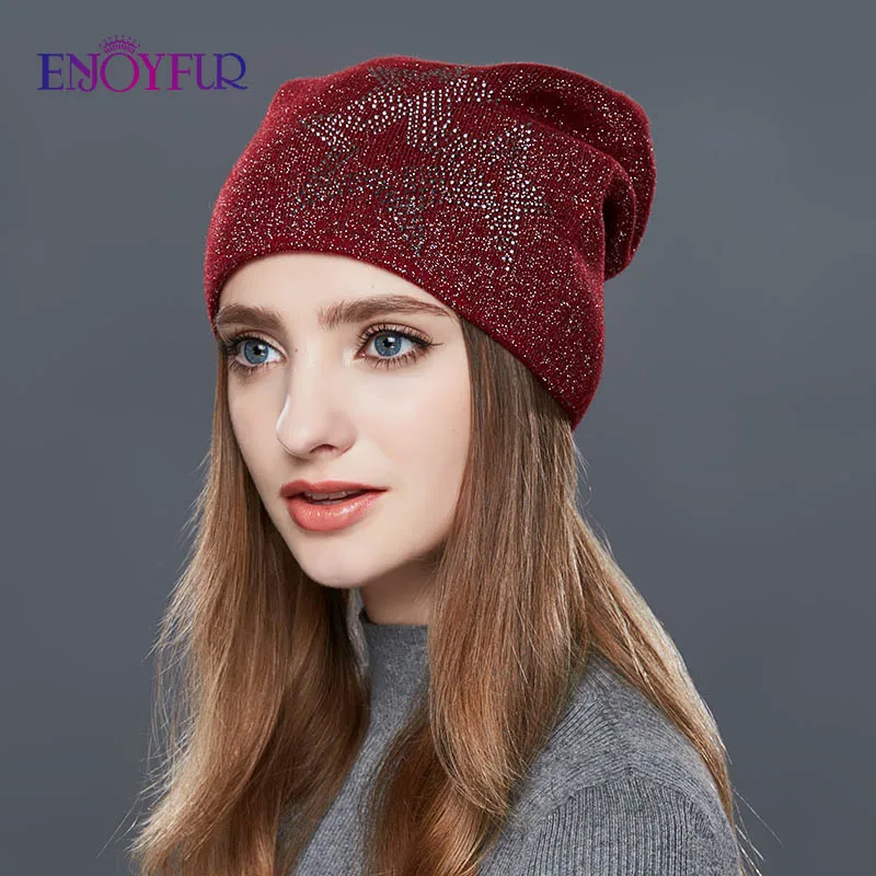 Женская мешковатая шапка ENJOYFUR, теплая плотная шерстяная вязаная шапка с дизайном Гравити Фолз, для зимы