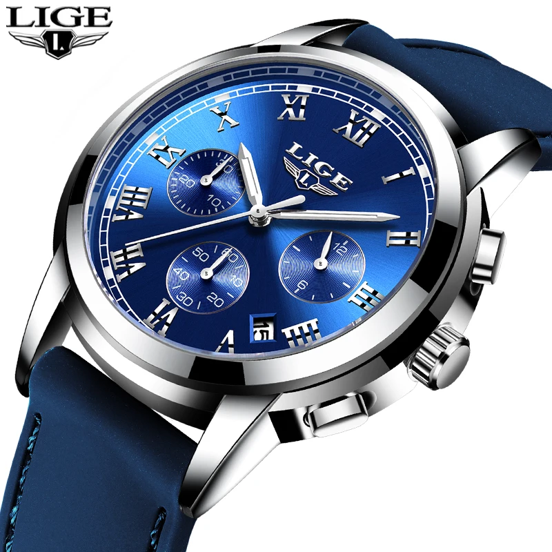 Мужские часы 2020 LIGE модные спортивные мужские синие топ брендовые Роскошные