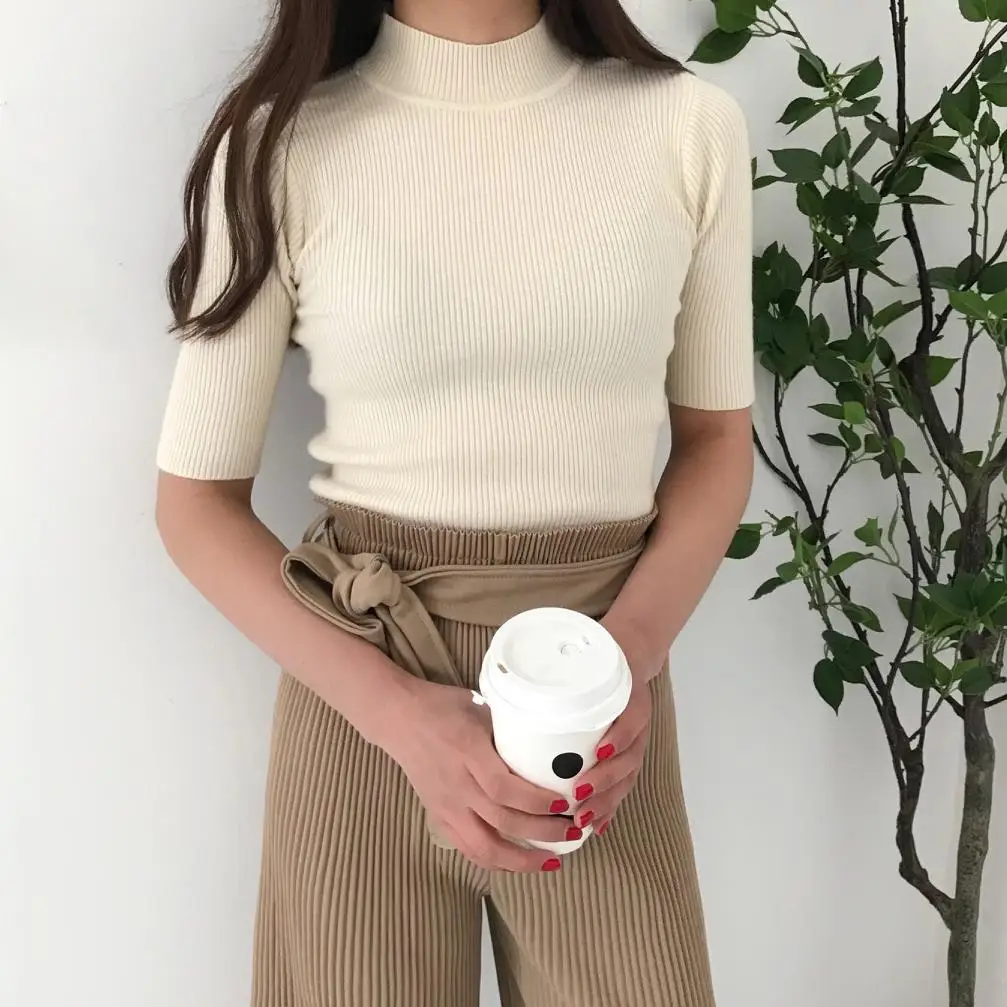 2019 осенние и зимние женские свитера одноцветные вязаные с круглым вырезом