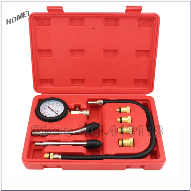 8PCS SET Профессиональные Авто Инструменты бензиновый двигатель цилиндр компрессионный Тестер Комплект цилиндр тестер с M10 M12 M14 M16 M18 - Цвет: 8PCS SET