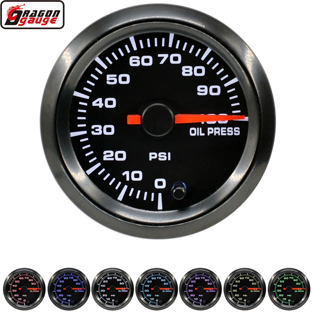 Dragon 2 &quot52 мм Высокоскоростной шаговый двигатель 7 цветов подсветка авто автомобильный манометр давления