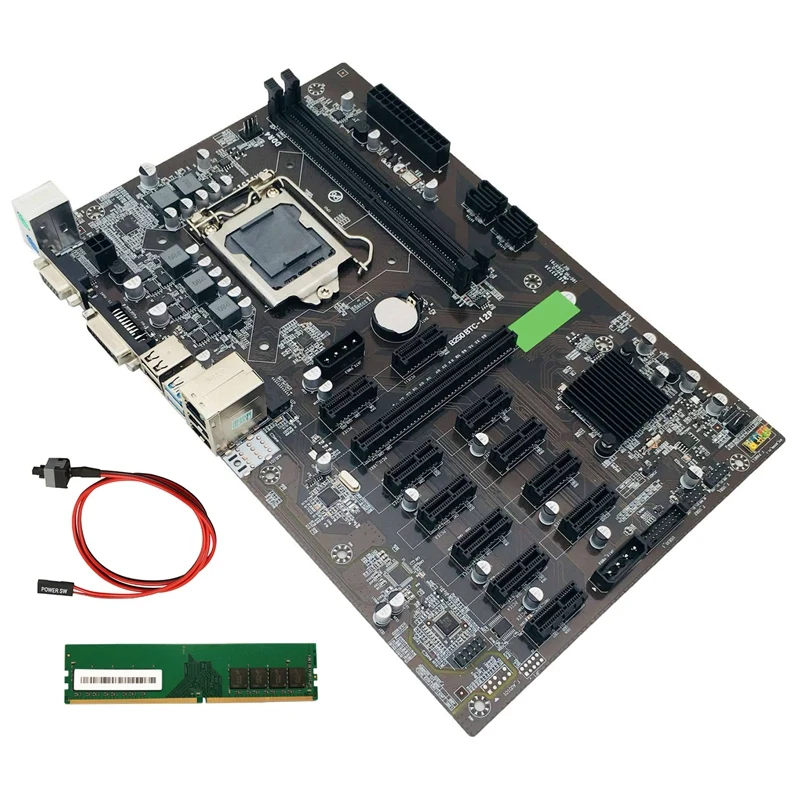 Материнская плата для майнинга B250 BTC с DDR4 8 Гб 2666 МГц ОЗУ + кабель переключения LGA 1151