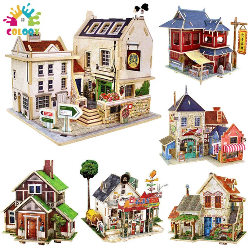 

COLOQY Toys 3D Puzzle Game DIY Toy Paper Miniature Model City London Paris New York Moscow Famous Building Assemble Kids Gifts