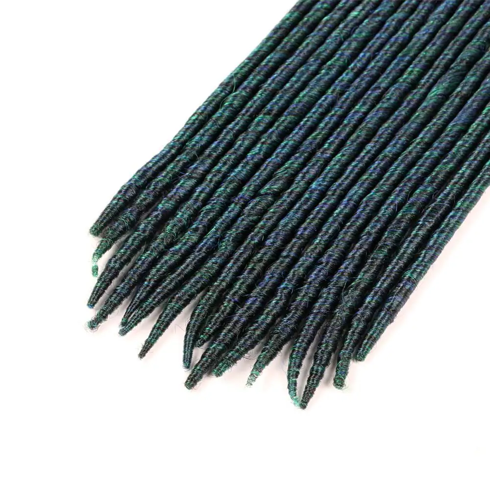

DAIRESS 18" Mix Color Green Blue Faux Locs Crochet Hair 16Strands Braiding Hair Goddess Locs Dreadlock Extensions Crochet Braids