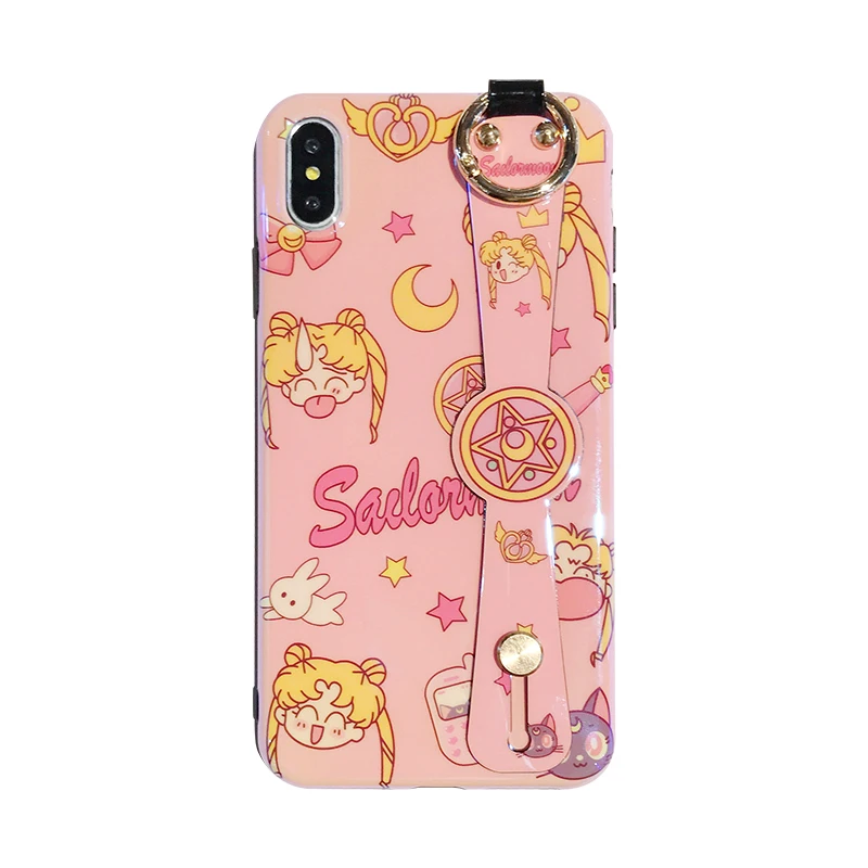Мягкий чехол для iphone XS max с милым ремешком на запястье Sailor Moon X XR 8plus 7 7plus 6 6S p