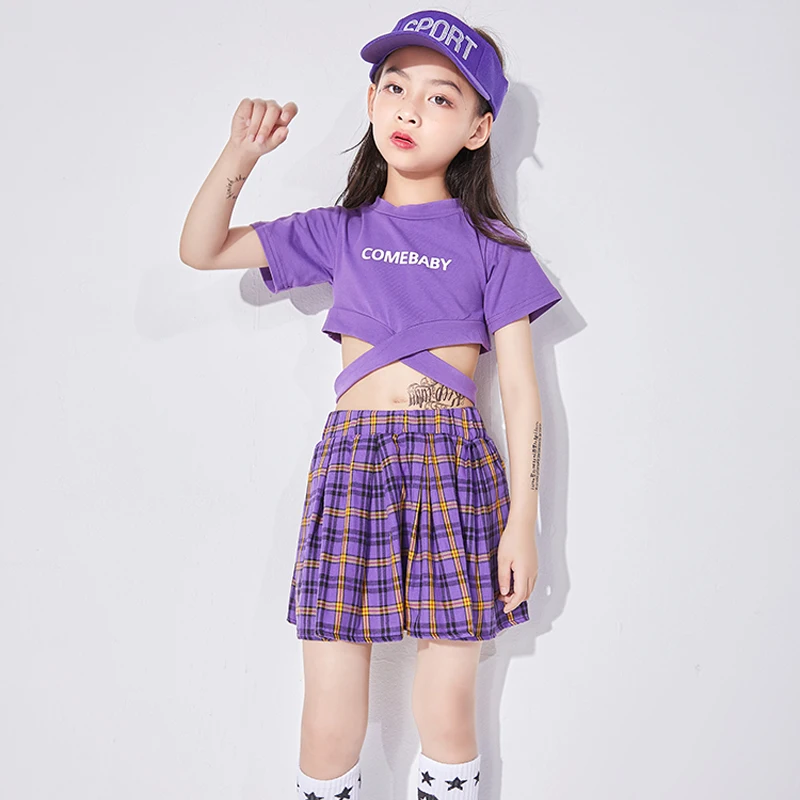 Детская Одежда для танцев в стиле Джаз девочек костюм хип хоп с короткими