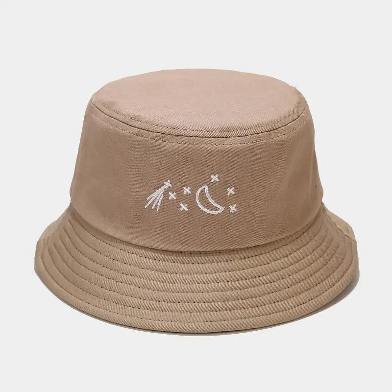 

2021 Cotton fashion joker moon star embroidery Bucket Hat Fisherman Hat outdoor travel hat Sun Cap Hats for men and Women 228