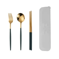stainless steel dinnerware sets portable reusable fork spoon chopsticks flatware fashion luxury cutlery set gift box accessories
