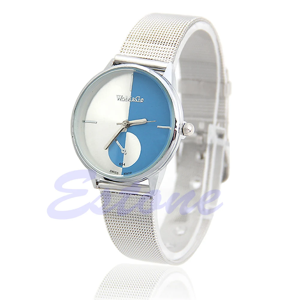 

New Fashion Classic Women's Men Quartz Analog Stainless Steel Silver Wrist Watch
