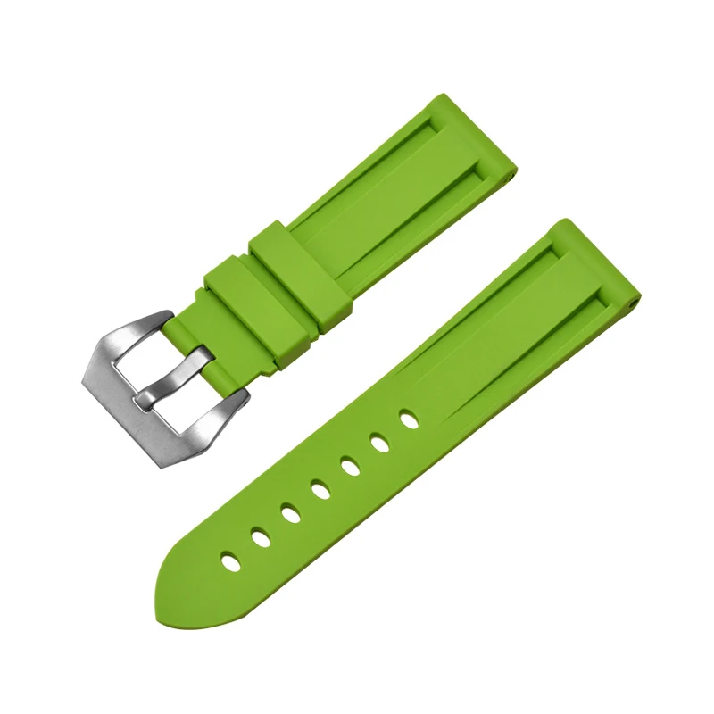 Ремешок силиконовый для часов сменный мягкий браслет Panerai черный зеленый серый 20